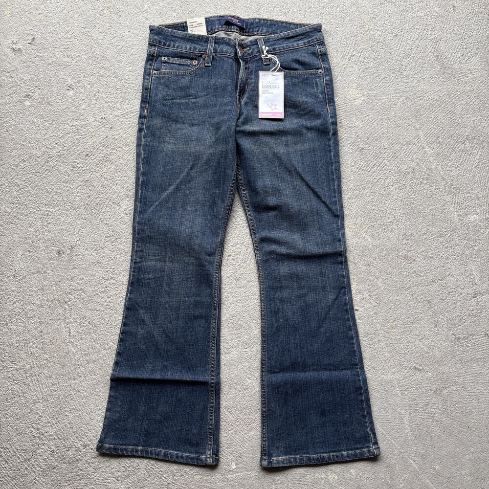 New Levi's 518 Superlow Boot Cut Denim Jeans Juniors Short Sz 7 Stretch Low Rise